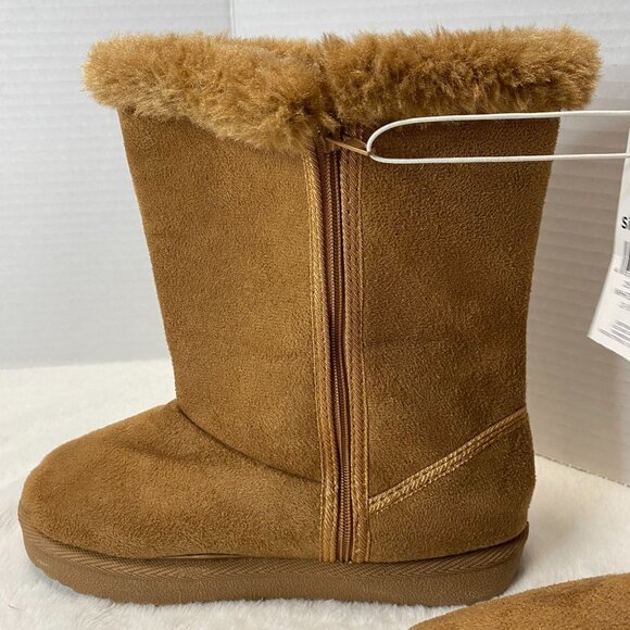 Little Girl's Bobbie Brooks Tan Faux Suede Faux Fur- Lined Size L(2/3) Boots Buc - Picture 3 of 9